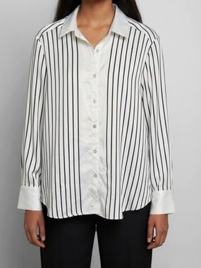 Rachel Zoe Satin Button Down Striped Blouse